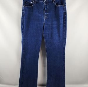 Lauren Ralph Lauren Plus Size 16 Boot Leg Stretchy Waist Blue Jeans 35x30